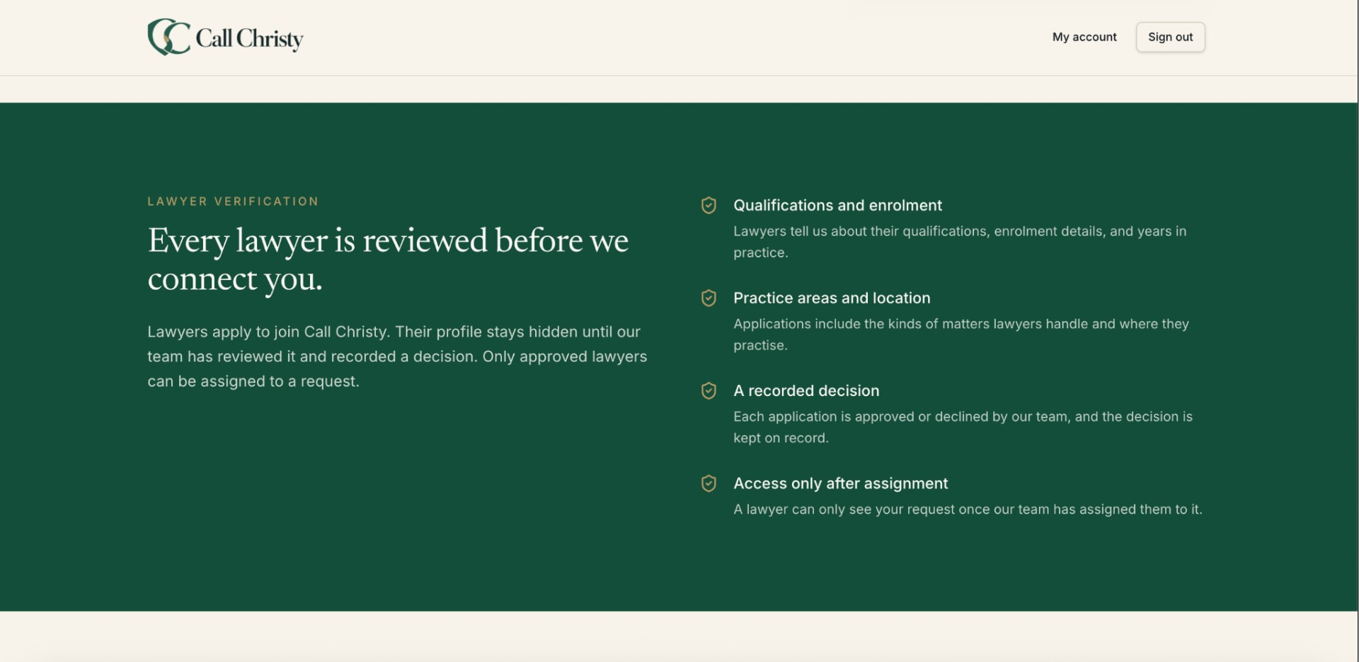 Call Christy lawyer verification screen